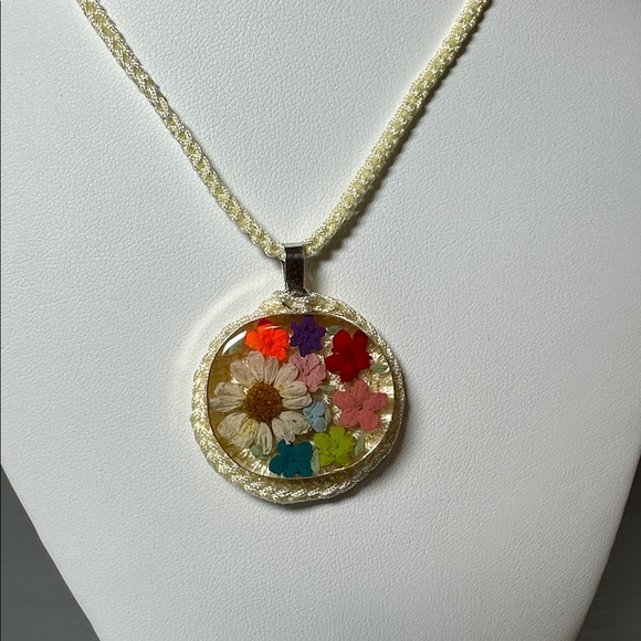 Artisan Jewelry - Flower and Crochet Necklace